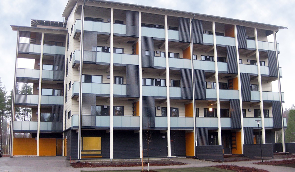 Timber framed apartment blocks